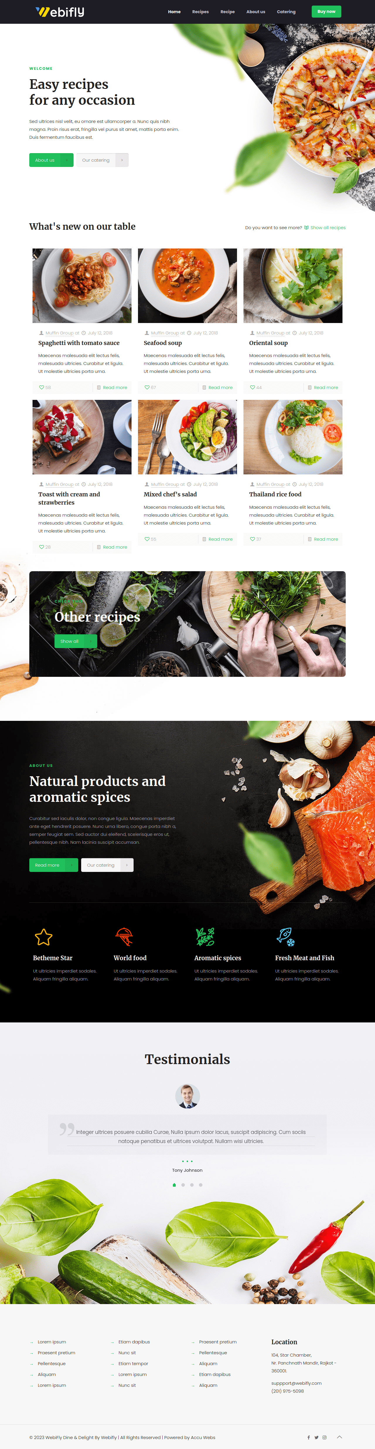 Dine and Delight restaurant website templates